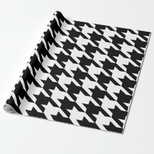 Papel De Presente Padrão de houndstooth preto e branco