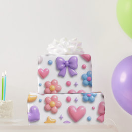 Papel De Presente Padrão de Ícones Pastel de Doce Fofo