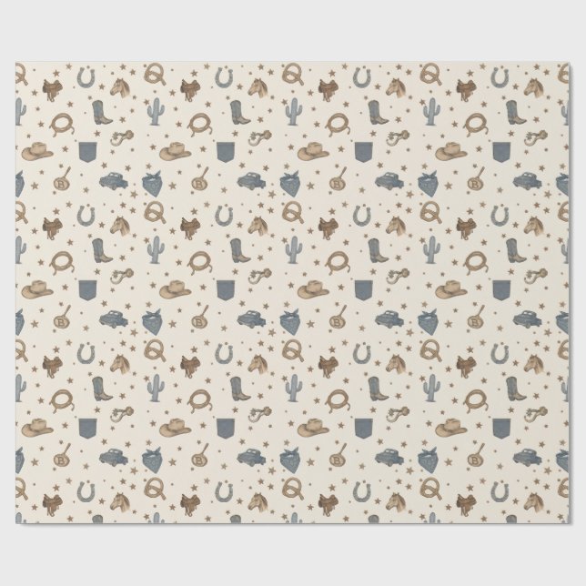 Papel De Presente Padrão de Ícones Western Vintage (Aberto)