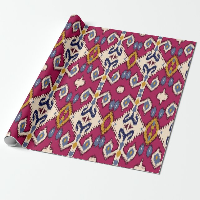 Papel De Presente Padrão de ikat chevron étnico tradicional (Desenrolado)