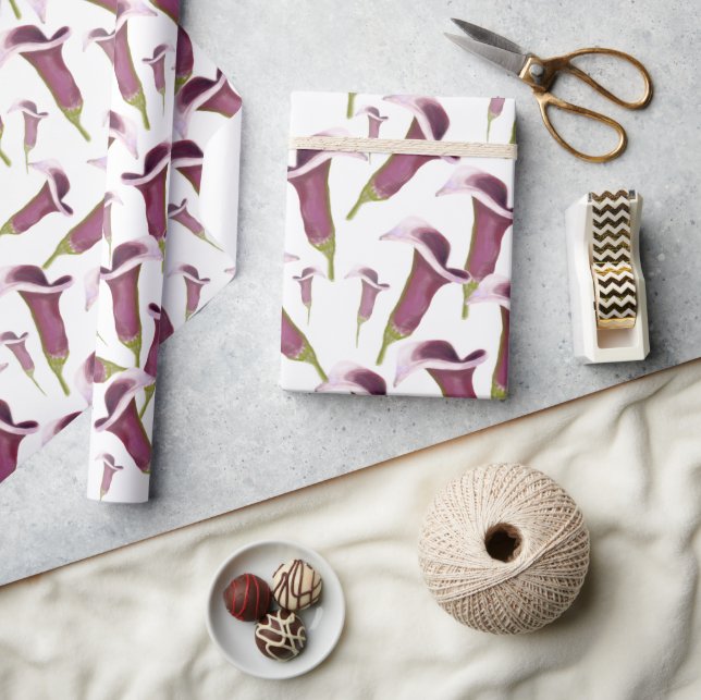 Papel De Presente Padrão de Ilustração Calla Lily Nightlife (Artesanato)