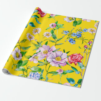 Papel De Presente Padrão de ilustração da aquarela do jardim da flor