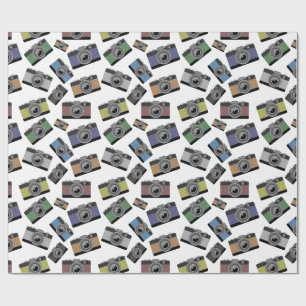 PAPEL DE PRESENTE PADRÃO DE ILUSTRAÇÃO DE CÂMERAS FOTOGRÁFICAS 