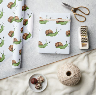 Papel De Presente Padrão de Ilustração de Caracol Cortado
