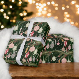 Papel De Presente Padrão de Ilustração de Ornamento de natais vintag