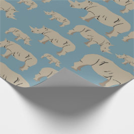 Papel De Presente Padrão de Ilustração Rinoceronte