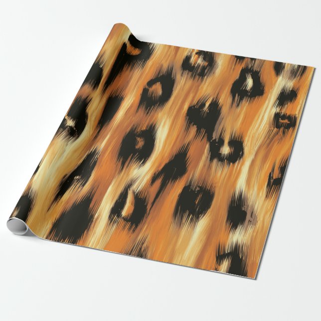 Papel De Presente Padrão de Impressão Animal de Manchas de Leopardo (Desenrolado)