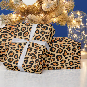 Papel De Presente padrão de impressão animal na moda-leopardo laranj
