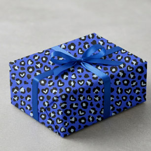 Papel De Presente Padrão de Impressão Chic de Leopardo Azul de Anima
