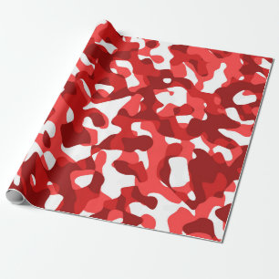 Papel De Presente Padrão de Impressão de Camuflagem Vermelha e Bra