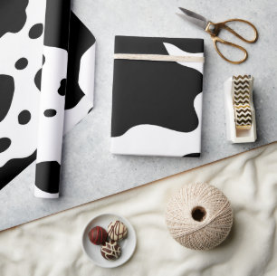 Papel De Presente Padrão de Impressão de Vaca Preto e Branco na Moda