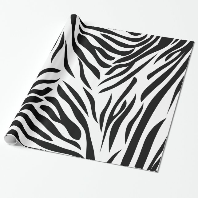 Papel De Presente Padrão de impressão de zebra branca e negra (Desenrolado)