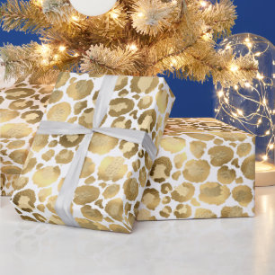 Papel De Presente Padrão de impressão na moda-leopardo folha de ouro