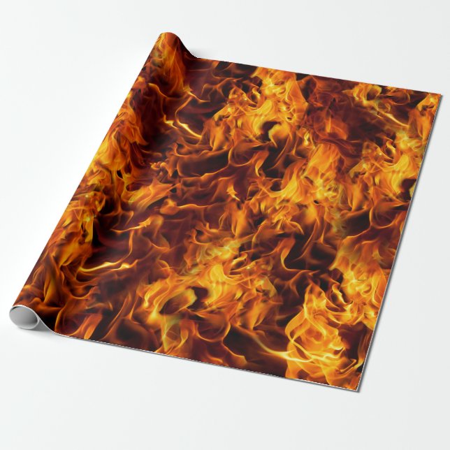Papel De Presente Padrão de Incêndio e Chama (Desenrolado)