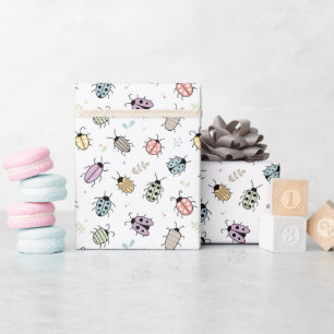 Papel De Presente Padrão de Insetos Coloridos Fofos