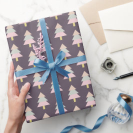 Papel De Presente Padrão de inverno da Árvore do Pastel Moderno