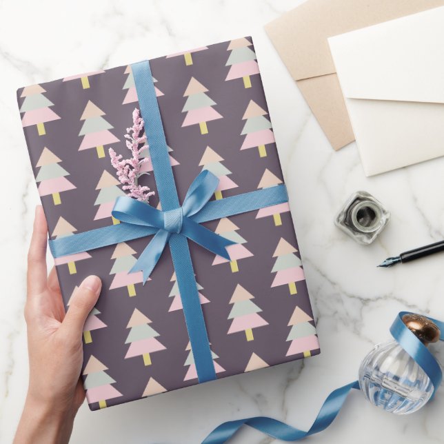 Papel De Presente Padrão de Inverno de Árvore Pastel Moderna (Presentear)