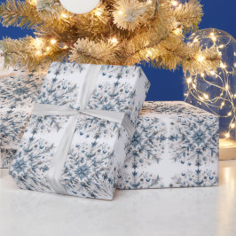 Papel De Presente Padrão de Inverno de Floco de Neve Retro