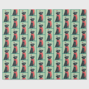 Papel De Presente Padrão de Inverno do Black Lab