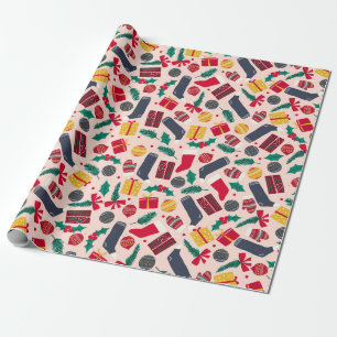 Papel De Presente Padrão de Itens de Natal