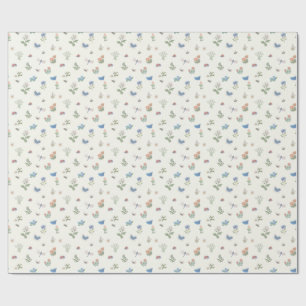 Papel De Presente Padrão de Jardim Botânico de Flores Silvestres Flo