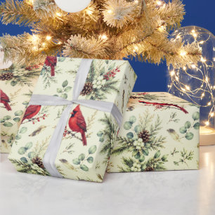 Papel De Presente Padrão de Jardim Cardeal da Botânica de Inverno Aq