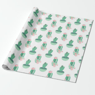 Papel De Presente Padrão de Jardim de Cactus