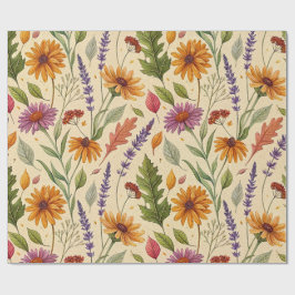 Papel De Presente Padrão de Jardim Floral de Outono da Botica