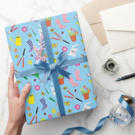 Papel De Presente Padrão de jardinagem de ferramentas e equipamentos