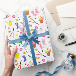 Papel De Presente Padrão de jardinagem de ferramentas e equipamentos