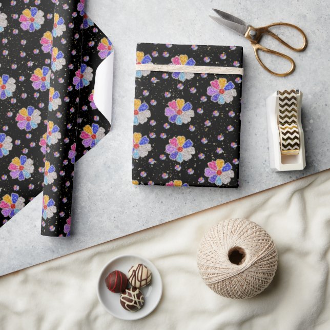 Papel De Presente Padrão de Joia Floral Brilhante (Artesanato)