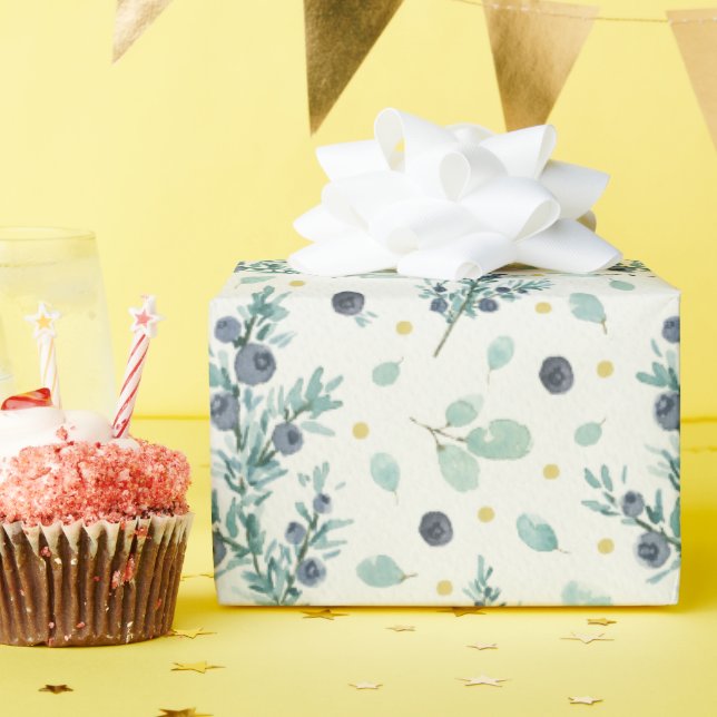 Papel De Presente Padrão de Juniper e bagas (Festa de aniversário)