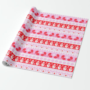 Papel De Presente Padrão de Knit de Suéter Feio de Natal em Rosa e V