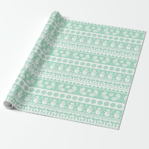 Papel De Presente Padrão de Knit de Suéter Feio de Natal Verde