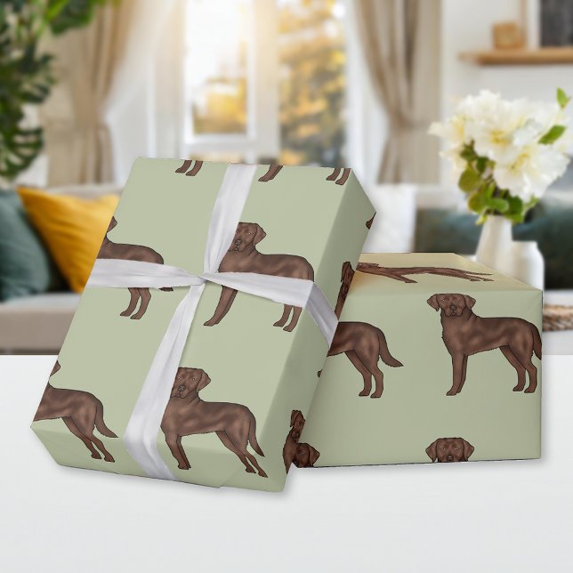 Papel De Presente Padrão de Labrador Retriever Chocolate Cute Lab Do (Criador carregado)