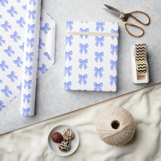 Papel De Presente Padrão de laço azul (Artesanato)