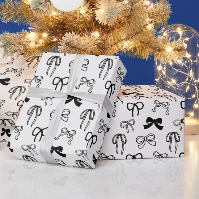 Papel De Presente Padrão de Laço de Fita Natal (Feriados)