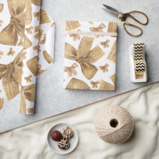 Papel De Presente Padrão de Laço de Sarjapilheira Rústico