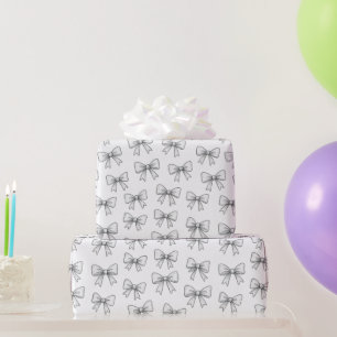Papel De Presente Padrão de Laço Divertido Neutro em Doodle 