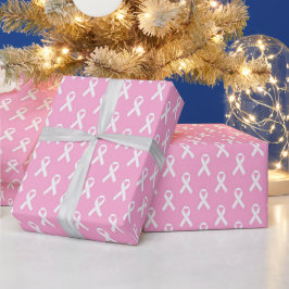 Papel De Presente Padrão de Laço Rosa de Conscientização do Câncer d