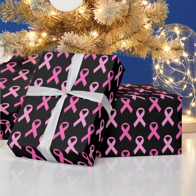 Papel De Presente Padrão de Laço Rosa de Conscientização sobre o Cân (Feriados)