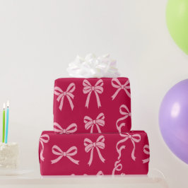 Papel De Presente Padrão de Laços Rosa Menina Faceira