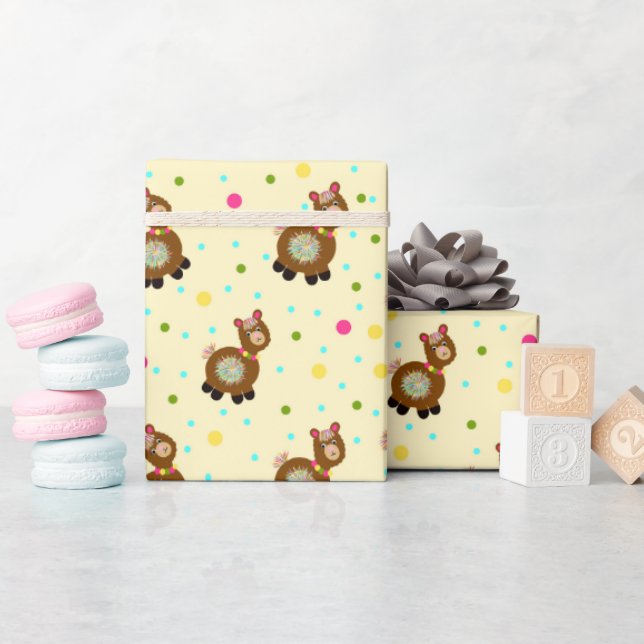Papel De Presente Padrão de Lamas (Chá de bebê)