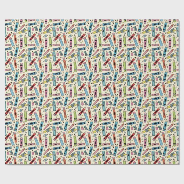 Papel De Presente padrão de lápis (Aberto)