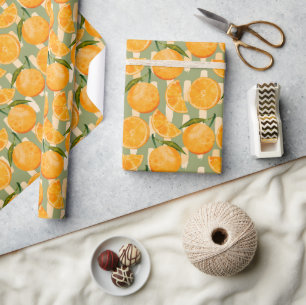Papel De Presente Padrão de Laranja Aquarela