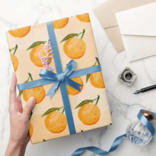 Papel De Presente Padrão de Laranja em Aquarela