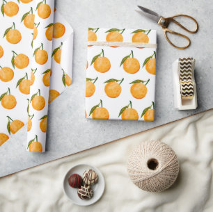 Papel De Presente Padrão de Laranja em Aquarela