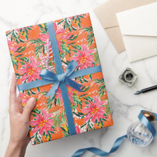 Papel De Presente Padrão de Laranjas Tropicais de Preppy Palm Beach