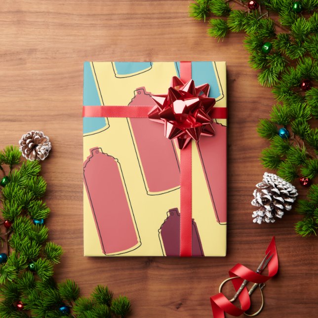 Papel De Presente Padrão de Lata de Spray de Tinta (Presente de Natal)