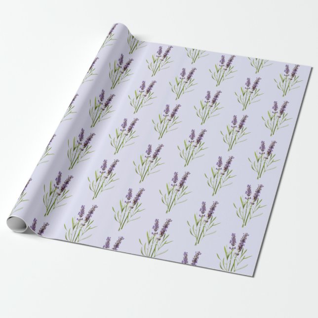 Papel De Presente Padrão de Lavanda da Vintage (Desenrolado)